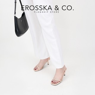 Erosska Kya - Giày sandal cao gót nữ mũi vuông phong cách đơn giản màu đen cao 7cm - EB076