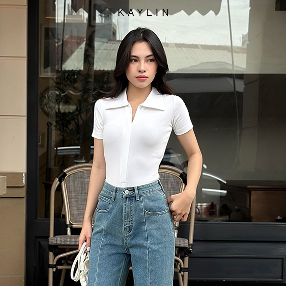 Ảnh Áo thun KAYLIN form polo phối khóa kéo chất vải thun co giản phong cách thanh lịch thời trang - N2220 2