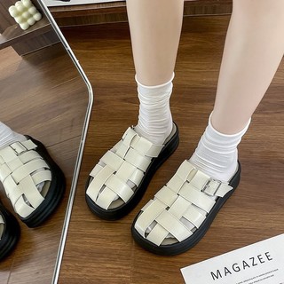 Dép Sục Đế Cao 5Cm PU Siêu Nhẹ Quai Rọ Nan G053DC Đế Cao Cho Mẹ