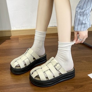 Dép Sục Đế Cao 5Cm PU Siêu Nhẹ Quai Rọ Nan G053DC Đế Cao Cho Mẹ