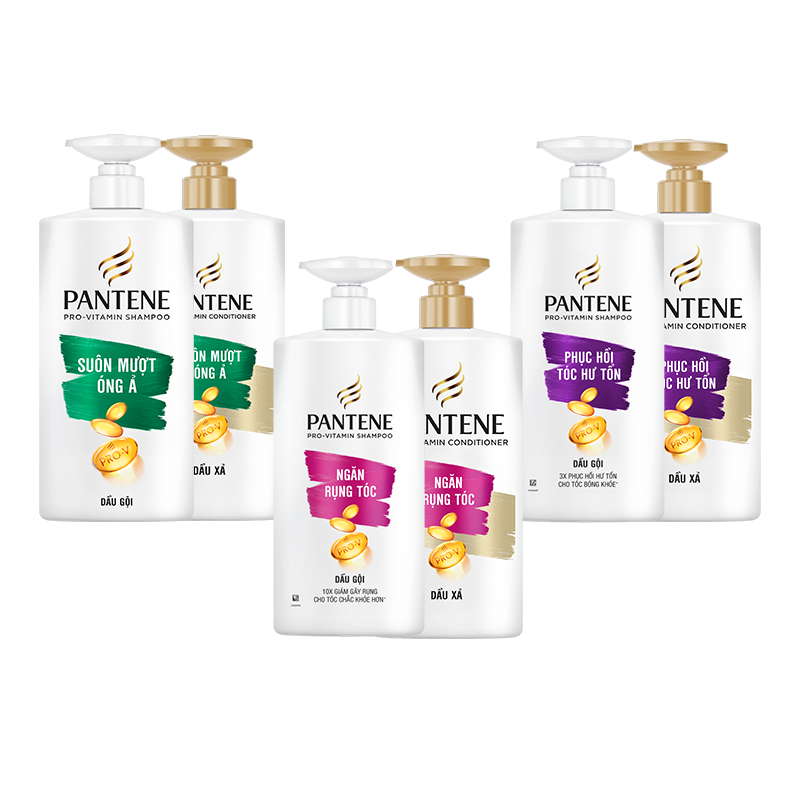 Ảnh Combo Dầu Gội Và Dầu Xả PANTENE Pro-V Ngăn Rụng Tóc/ Phục Hồi Hư Tổn/ Suôn Mượt Óng Ả - Chai 650ML x2 - [V] 1