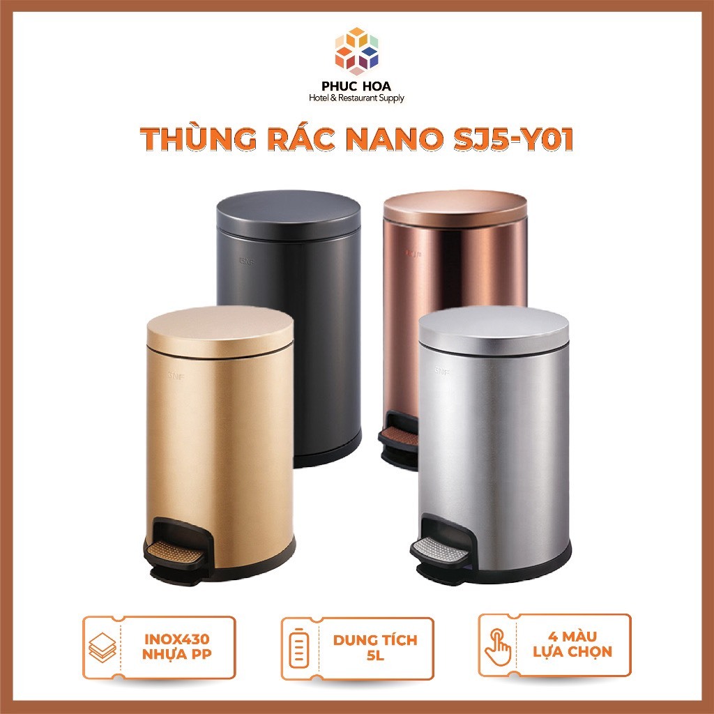 Thùng rác inox nano đạp chân 5L hình tròn SJ5 - Y01 | Shopee Việt Nam