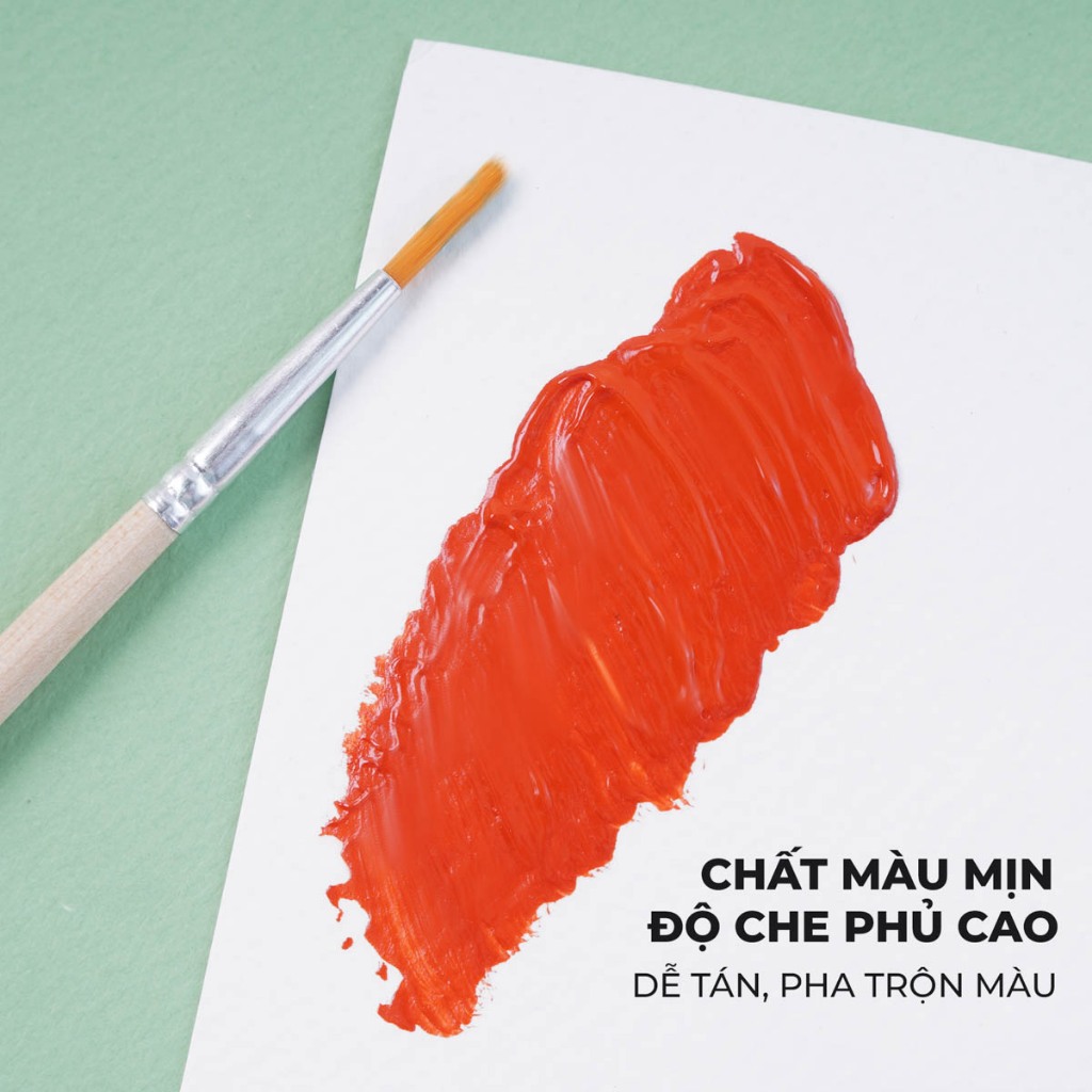 Màu Acrylic Tuýp 75ml 12 Màu Tươi Sáng, Độ Che Phủ Cao, Chồng Được Màu, Chống Nước, Vẽ Trên Đa Chất Liệu Vẽ Tranh AC0004