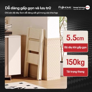 Thang ghế gấp gọn nhập khẩu FUJIHOME SL104W chất liệu thép carbon, chịu tải 150kg - Bậc thang bản to