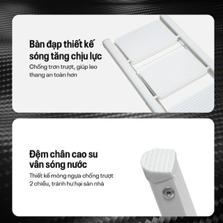 Thang ghế gấp gọn nhập khẩu FUJIHOME SL104W chất liệu thép carbon, chịu tải 150kg - Bậc thang bản to