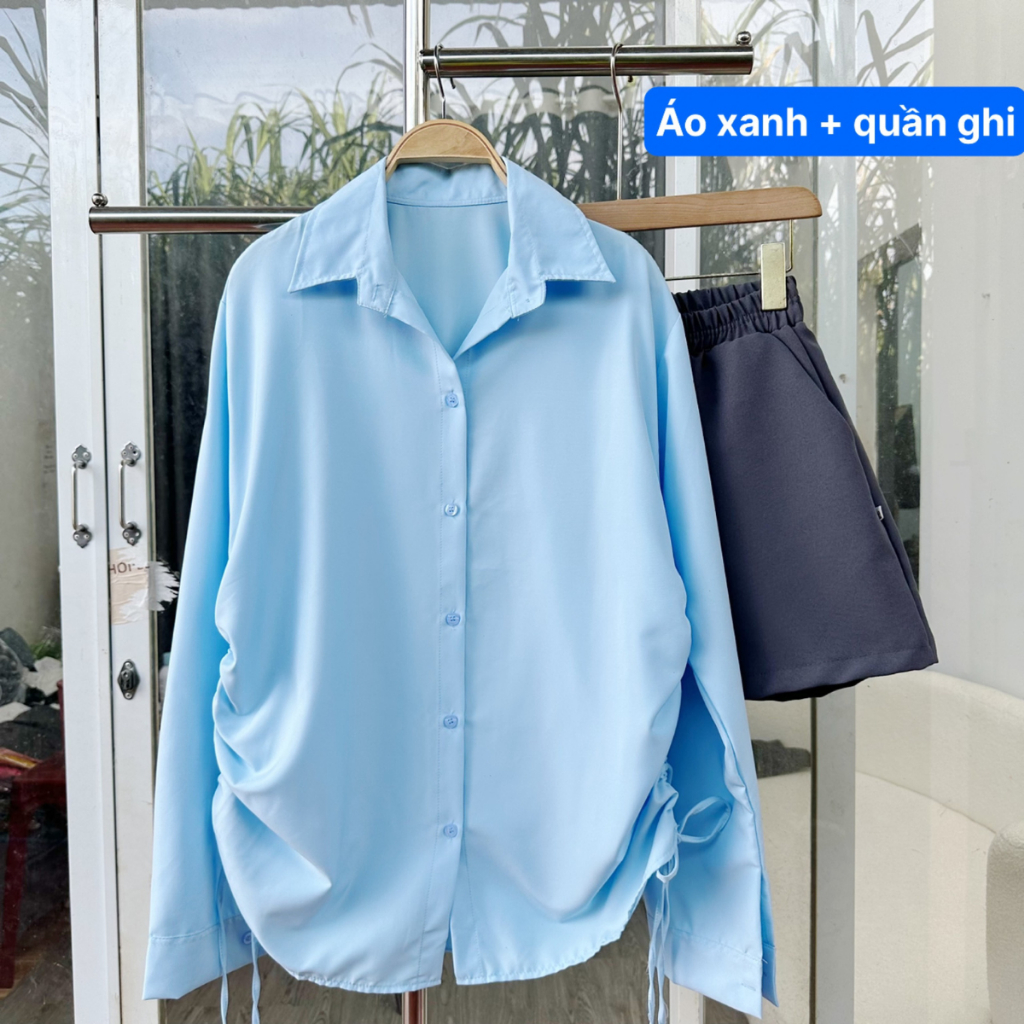 Set Sơ Mi Nữ Bigsize 50-95kg Quần Áo Tay Dài Vải Lụa Chéo Mềm Mát Cho Nữ Chubby SET914