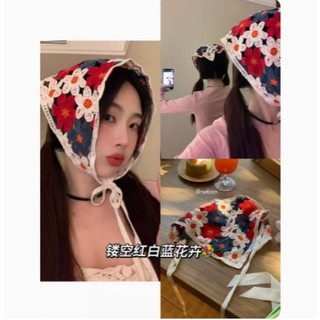 [🔥XƯỞNG SALE SẬP SÀN🔥] Khăn Turban Len Thêu Hoa, Khăn Tam Giác Len Phong Cách Đồng Quê Pháp K251