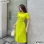 Đầm thiết kế cổ sơ mi phối nút bọc tay ngắn BEMINE MT9033