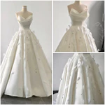 Váy cưới đi bàn cô dâu lilystore cúp búp sen đính lông vũ kết hạt bắt sáng lấp lánh ( hàng có sẵn ) full size s/m/l/xl  — ảnh 1