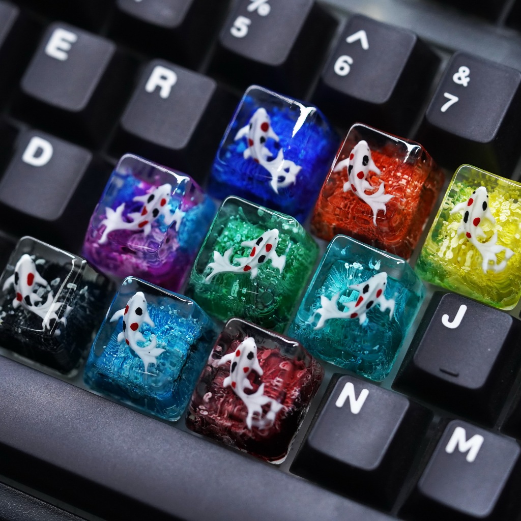 Cherry Mx Keycaps Red Koi Ocean Artisan Keycap - Custom Resin Keycap ...