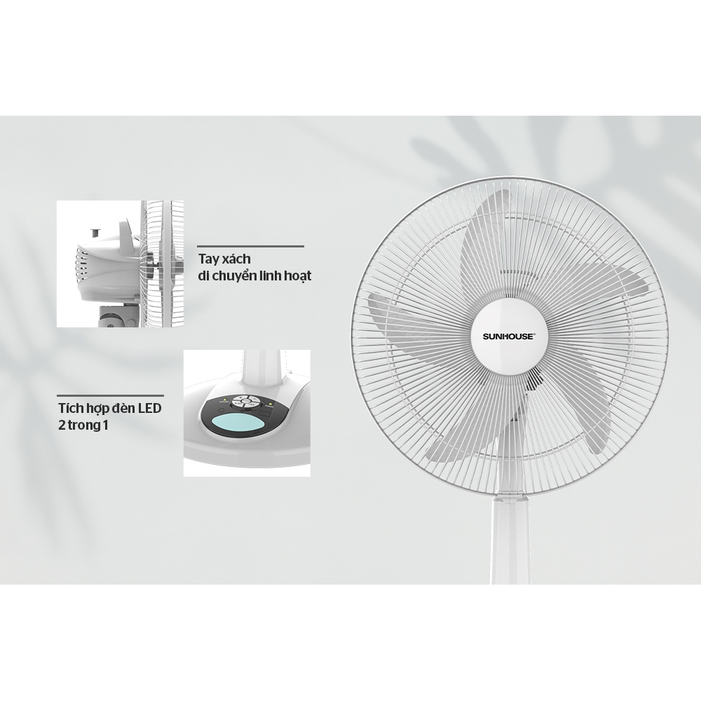 Quạt Tích Điện Sunhouse SHD7223 SHD7228 SHD7116 - 9 tốc độ gió, đáp ứng mọi nhu cầu - Quay đảo chiều, gió tản đều - ảnh 7