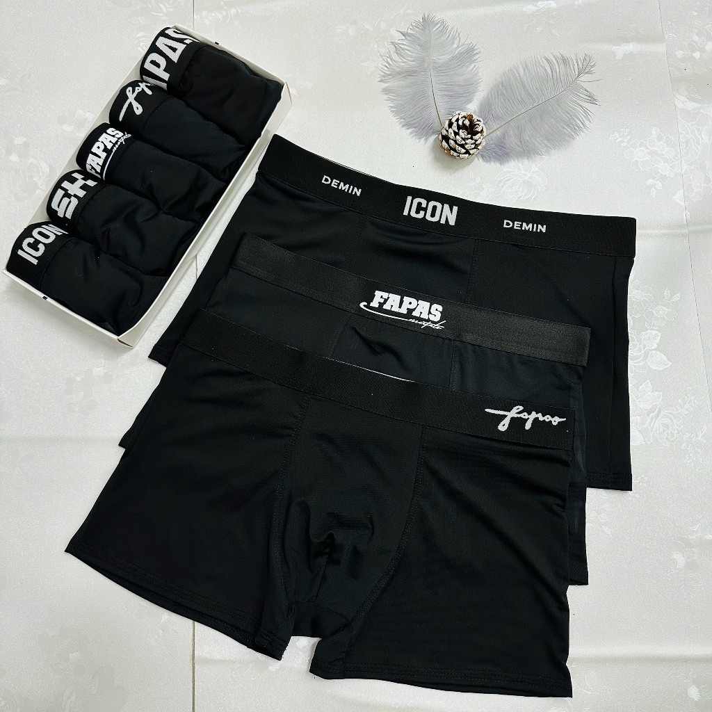 Quần lót nam thể thao cao cấp chất thun lạnh full đen mix mẫu quần sịp nam đùi mềm mại co dãn Menswear Quần Boxer