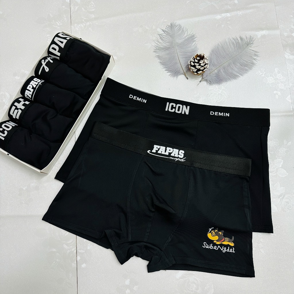Quần lót nam thể thao cao cấp chất thun lạnh full đen mix mẫu quần sịp nam đùi mềm mại co dãn Menswear Quần Boxer
