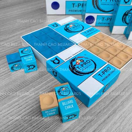Hộp 12 Viên Lơ Bida T-Pro Chơi Câu Lạc Bộ | Lơ Bi-a Xanh/Vàng Đất | Lơ Xám Bi-a Độ Bám Trung Bình Có Bụi