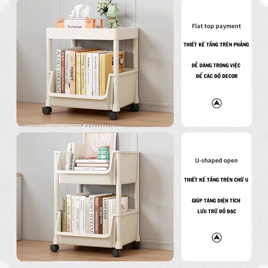 Kệ Sách 3 4 Mini Có Bánh Xe Di Chuyển