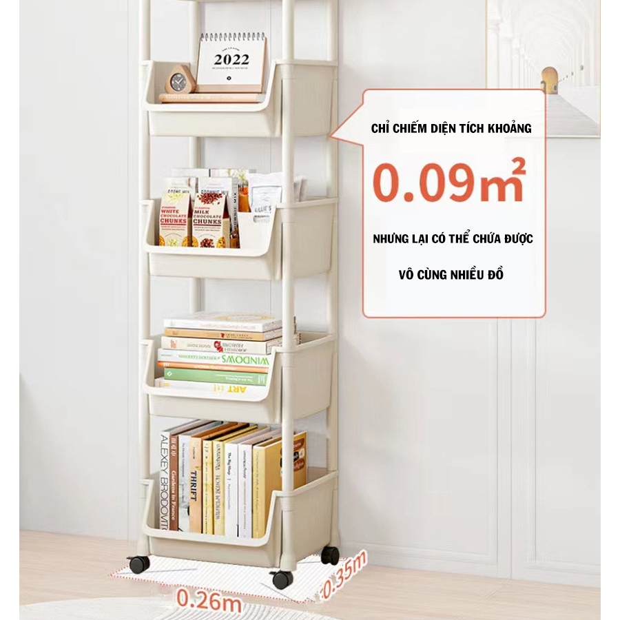 Kệ Sách 3 4 Mini Có Bánh Xe Di Chuyển