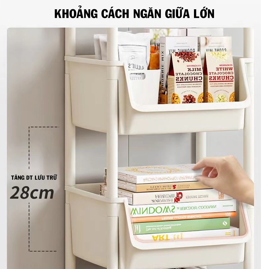 Kệ Sách 3 4 Mini Có Bánh Xe Di Chuyển