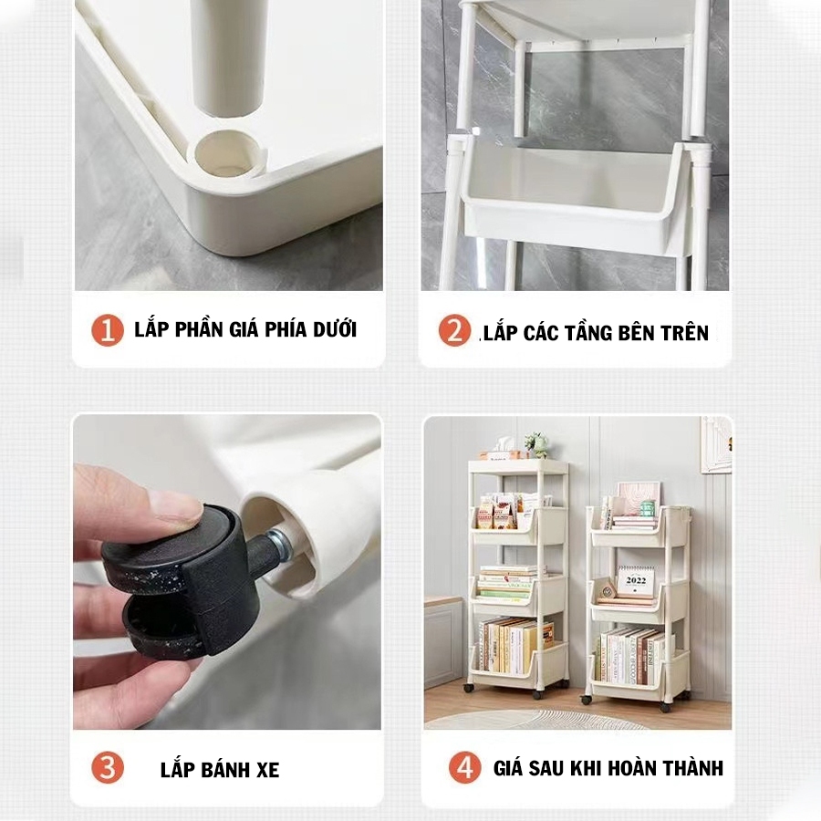Kệ Sách 3 4 Mini Có Bánh Xe Di Chuyển