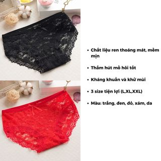 Quần lót ren nữ xuyên thấu mỏng nhẹ thoáng khí họa tiết cánh hoa đính nơ gợi cảm DEVARI L104
