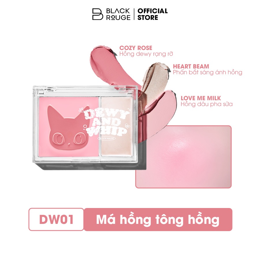 Ảnh Má Hồng Kem Kèm Highlight Black Rouge Dewy Whip Cheek And Beam 75.1g 2