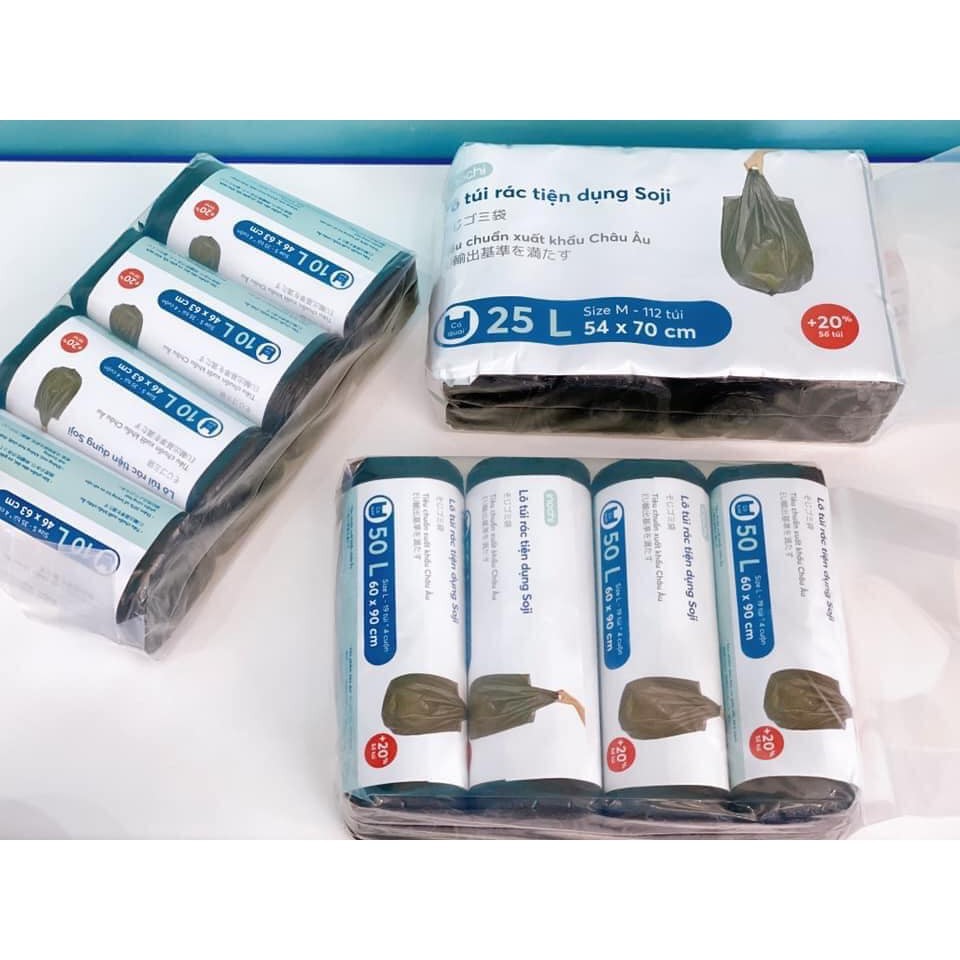Lô túi rác tiện dụng Soji 4 cuộn x 10L và 4 cuộn x 25L và 4 cuộn x 50L ...