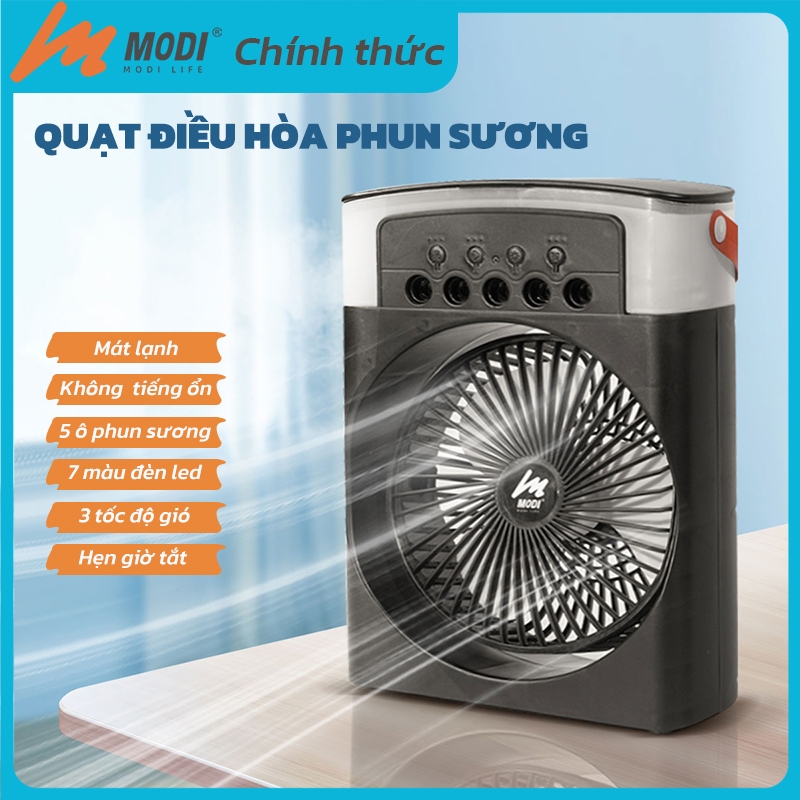 Ảnh Quạt Điều Hoà Phun Sương Mini Modi Solar, Quạt Hơi Nước Có Khay Đá Dung Tích 600ml 2