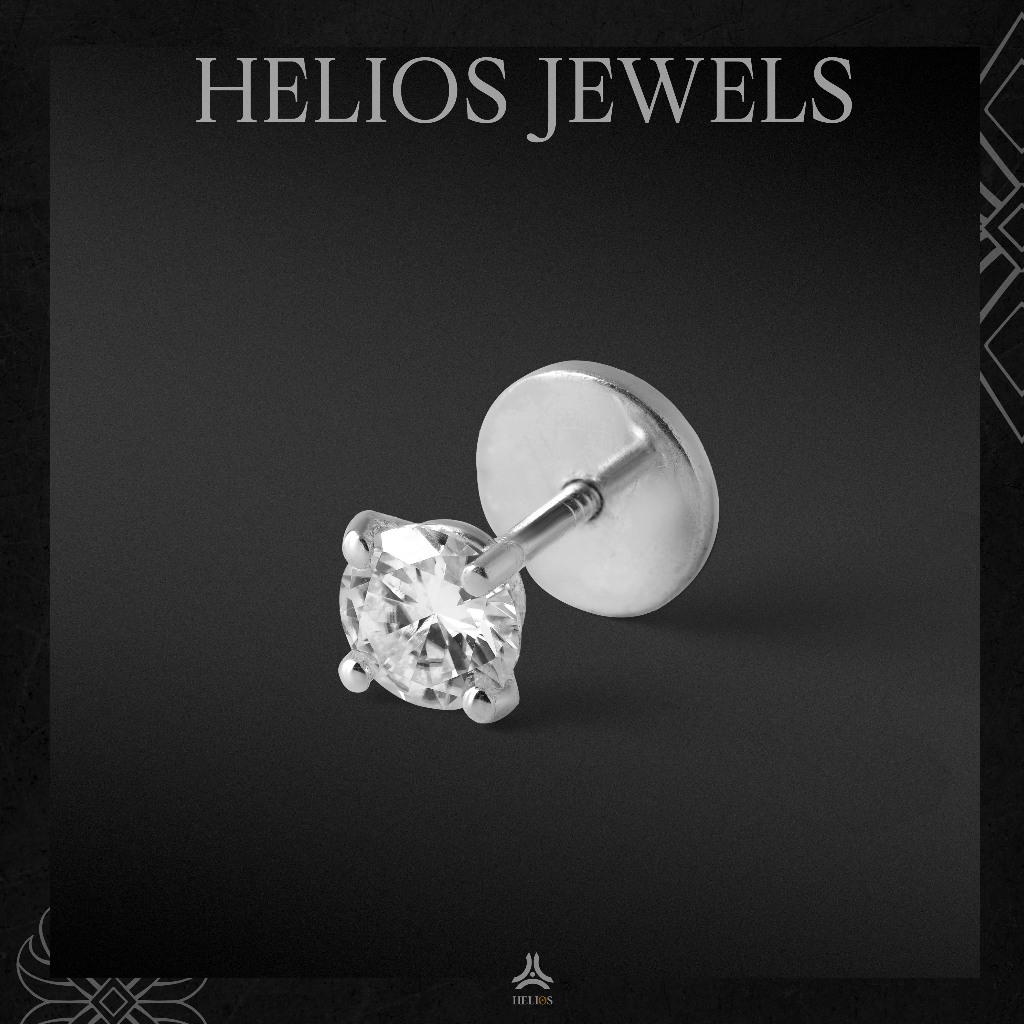 Ảnh Bông tai bạc đính đá HeliSilver Tiny Diamond S925 x Moissanite Stone size đá 2mm, 3mm, 4mm, 5mm, 6mm 2