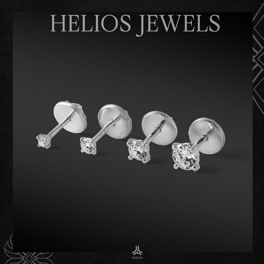 Ảnh Bông tai bạc đính đá HeliSilver Tiny Diamond S925 x Moissanite Stone size đá 2mm, 3mm, 4mm, 5mm, 6mm 3