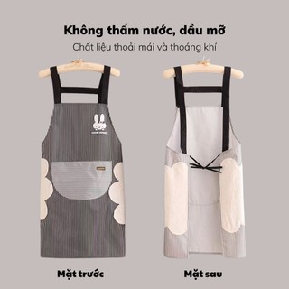 Tạp dề chống thấm nước, thấm dầu có túi lớn đựng đồ và khăn lau tay thời trang Hàn Quốc