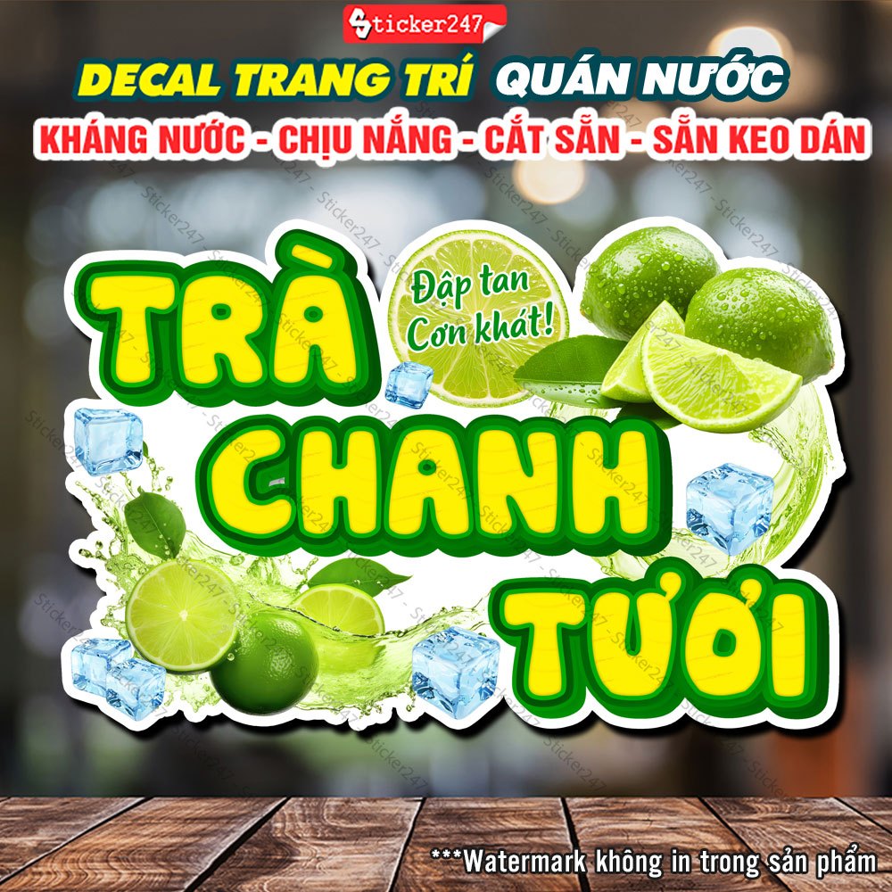 Decal Trà Chanh Tươi 🍓 Trang Trí Quán Nước, Xe Đẩy Chống Nước - Sticker ...