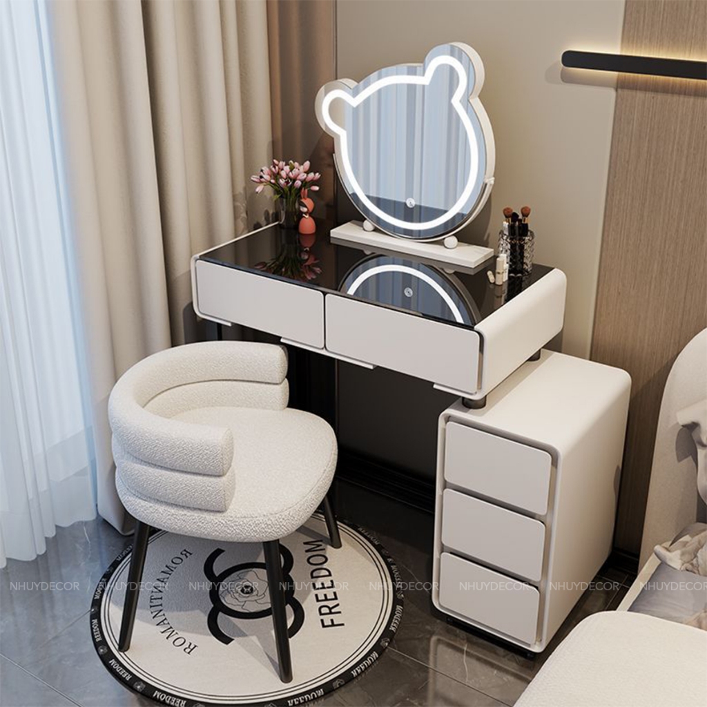 Ghế bàn trang điểm lông cừu xinh xắn , ghế decor phòng ngủ phòng Khách chất liệu nhung cừu mềm mịn êm ái