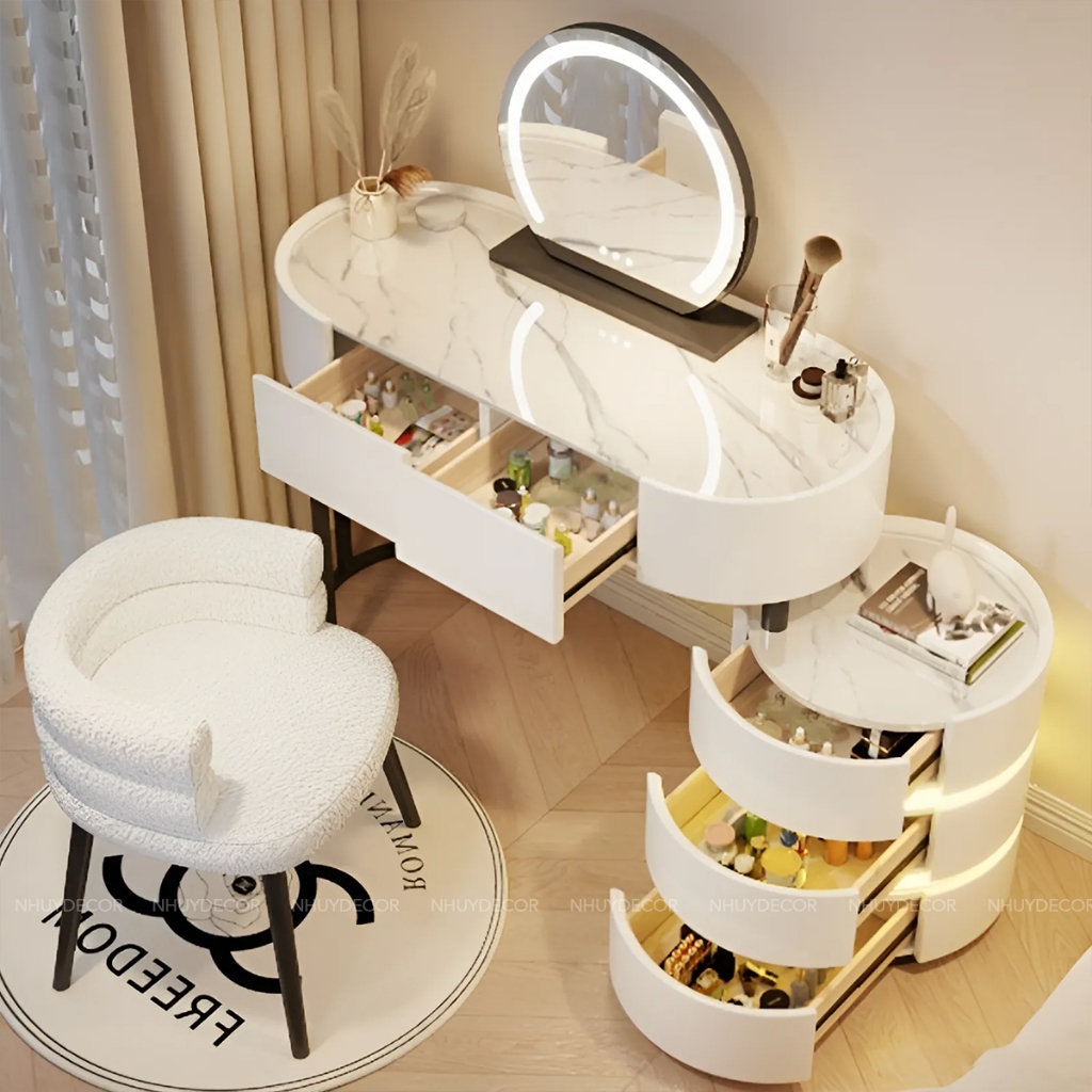 Ghế bàn trang điểm lông cừu xinh xắn , ghế decor phòng ngủ phòng Khách chất liệu nhung cừu mềm mịn êm ái