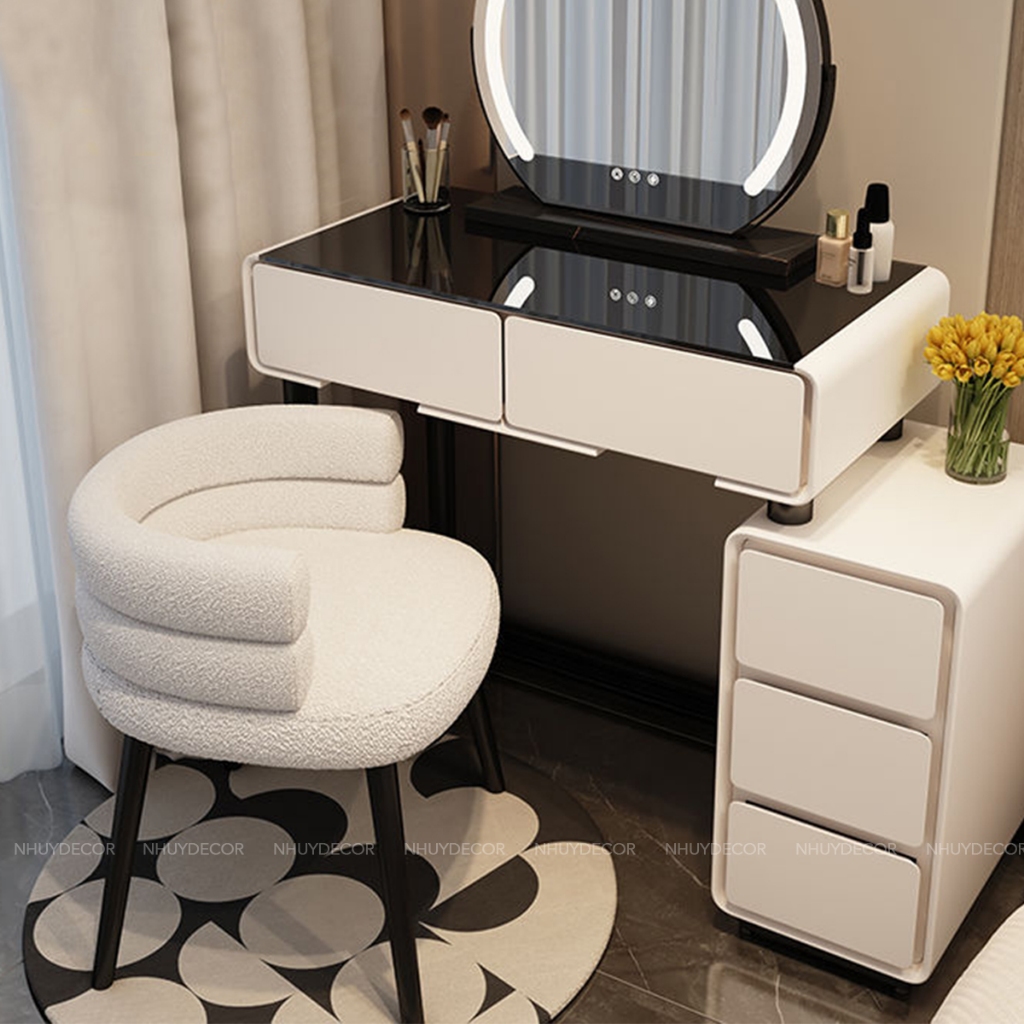 Ghế bàn trang điểm lông cừu xinh xắn , ghế decor phòng ngủ phòng Khách chất liệu nhung cừu mềm mịn êm ái