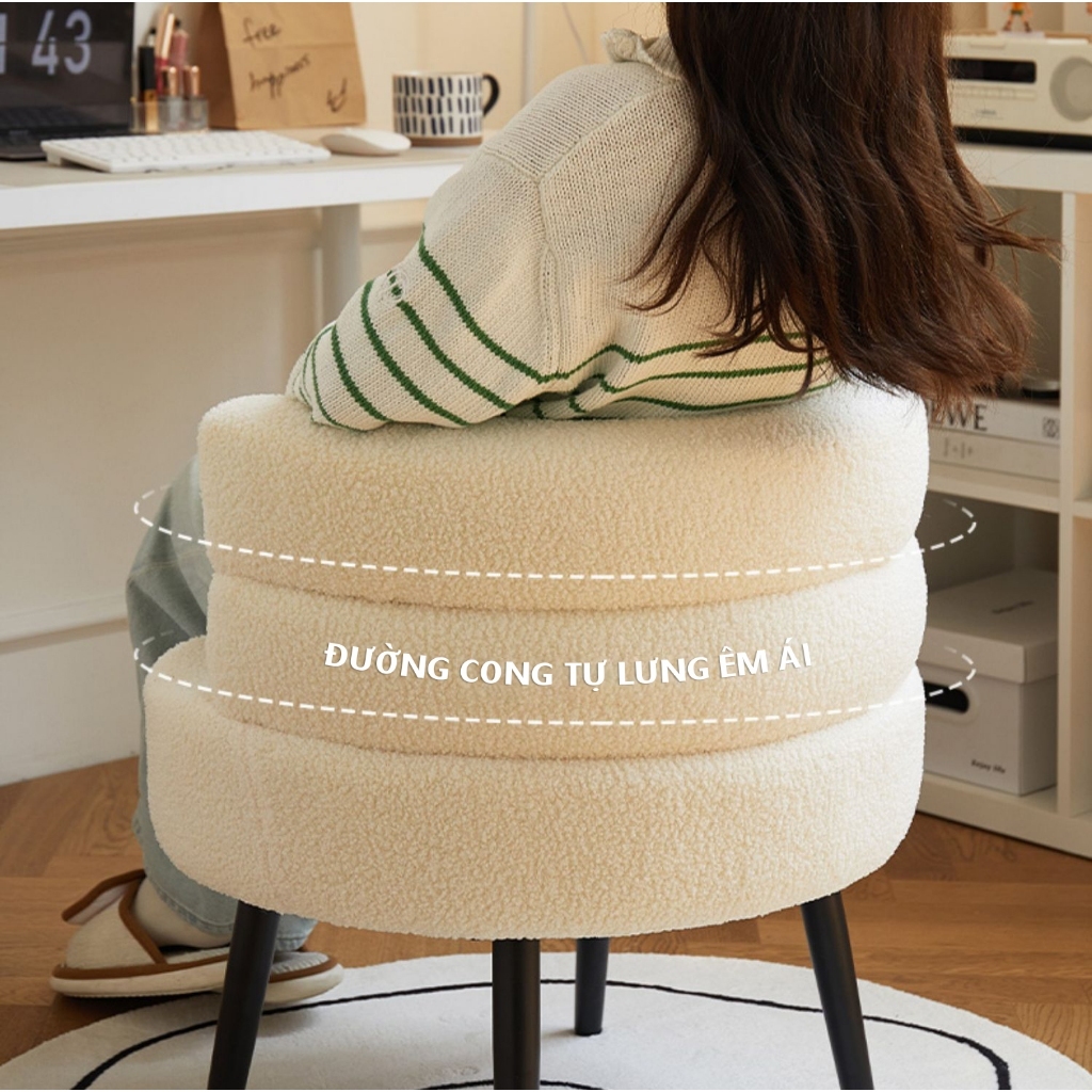 Ghế tựa sofa đa năng bọc vải lông cừu cao cấp, decor phòng đẹp thương hiệu NHU Y DECOR