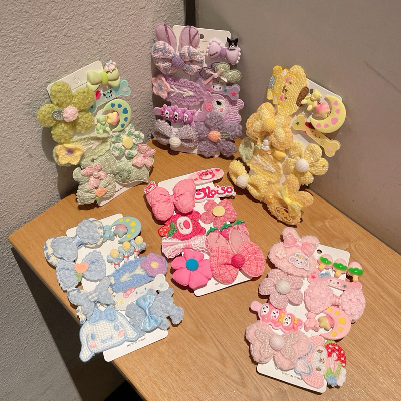 Set Kẹp Tóc 10-14 Chi Tiết Mẫu Mới Nhiều Màu Gấu Dâu Lotso Siêu Xinh - Kẹp Mái