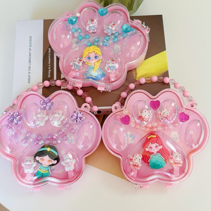 1 Bộ Phụ Kiện Kẹp Tóc/Kẹp Tóc/Dây Chuyền/Vòng Cổ Phong Cách Hoạt Hình Bằng Nhựa Màu Hồng Dễ Thương Dành Cho Bé Gái