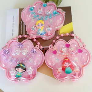 1 Bộ Phụ Kiện Kẹp Tóc/Kẹp Tóc/Dây Chuyền/Vòng Cổ Phong Cách Hoạt Hình Bằng Nhựa Màu Hồng Dễ Thương Dành Cho Bé Gái