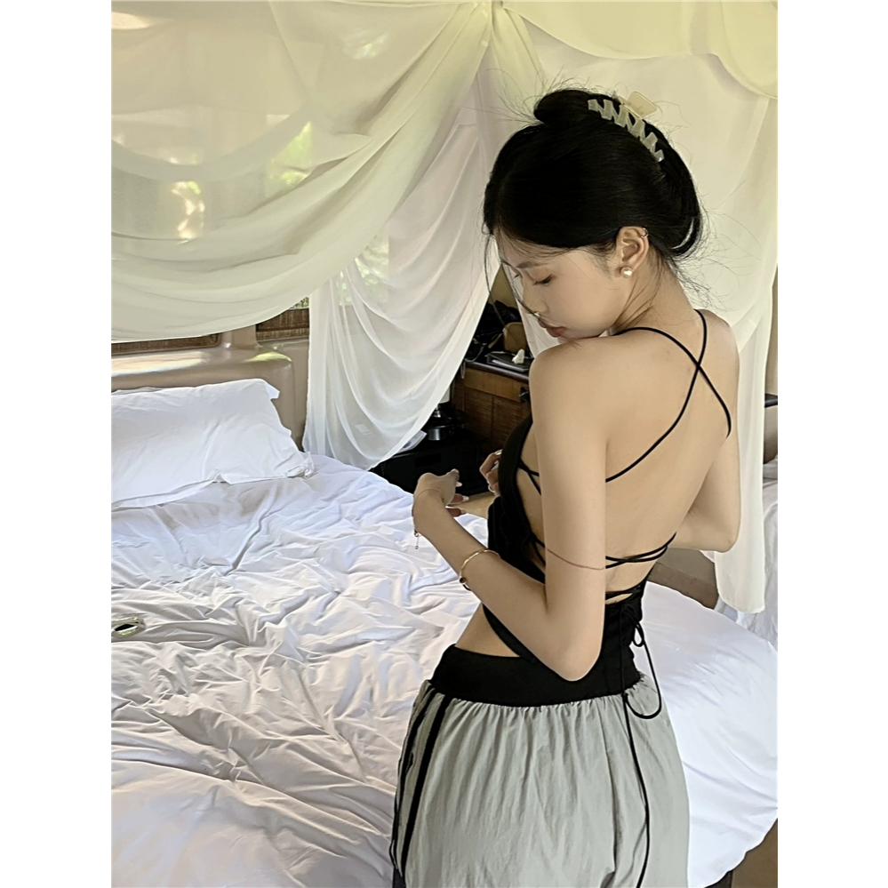 [CÓ SIZE] Áo Hai Dây Nữ RANSHI Có Mút Ngực Dây Đan Sau Lưng Ôm Sát Body Sexy Chất Thun Tăm Lạnh - RA232