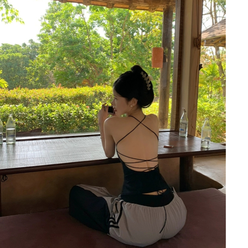 [CÓ SIZE] Áo Hai Dây Nữ RANSHI Có Mút Ngực Dây Đan Sau Lưng Ôm Sát Body Sexy Chất Thun Tăm Lạnh - RA232