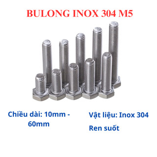 Bulong lục giác ngoài INOX 304 M5 size 10mm - 60mm (số lượng 10 con)