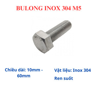 Bulong lục giác ngoài INOX 304 M5 size 10mm - 60mm (số lượng 10 con)
