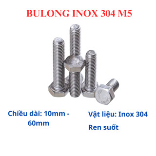 Bulong lục giác ngoài INOX 304 M5 size 10mm - 60mm (số lượng 10 con)