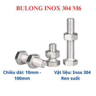 [Túi 15-20 Con] Bulong Lục Giác Ngoài INOX 304 M6 (Ốc 6 Ly) - Đủ Size 10mm đến 100mm - Thép Không Gỉ Sáng Bóng, Chịu Lực