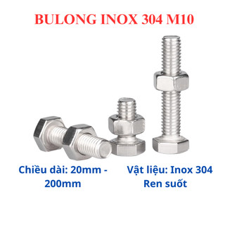 [Túi 5 Con] Bulong Lục Giác Ngoài INOX 304 M10 (10 Ly) - Bu Lông Thép Không Gỉ Size 20mm - 200mm Sáng Bóng, Chống Ăn Mòn