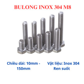 [Túi 10 Con] Bulong Lục Giác Ngoài INOX 304 M8 (Ốc 8 Ly) - Đủ Size 10mm đến 150mm Thép Không Gỉ Sáng Bóng, Chống Ăn Mòn