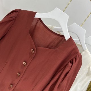 Áo kiểu nữ cổ vuông tay phồng chất đũi thoáng mát SP23