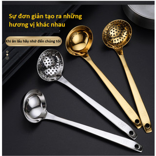 INOX 304-Muôi,Vá 27cm Múc Canh Lẩu Dùng Cho Nhà Hàng Quán Ăn Thìa Canh Inox Vàng, Bạc.Hàng Nhập