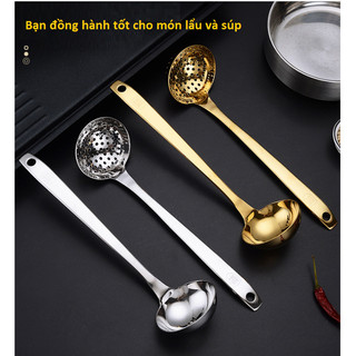 INOX 304-Muôi,Vá 27cm Múc Canh Lẩu Dùng Cho Nhà Hàng Quán Ăn Thìa Canh Inox Vàng, Bạc.Hàng Nhập