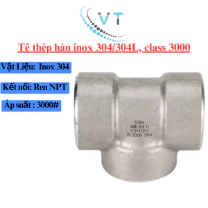 TÊ ĐỀU HÀN INOX 304 CLASS 3000 DN15- DN40