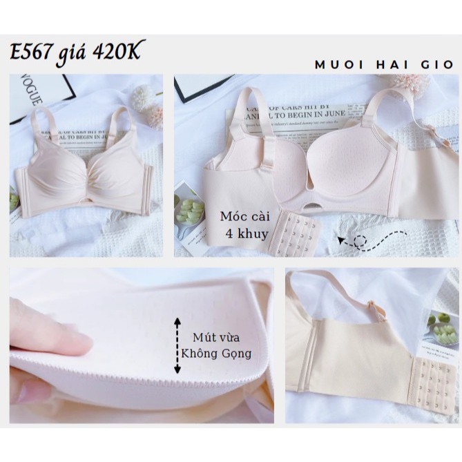 Áo ngực mút dày, ôm sát ngực, êm địu cho da E567, Đồ lót 12h